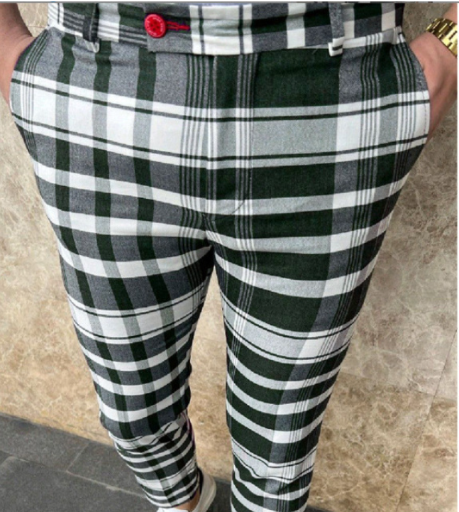 Plaid Striped Casual Pencil Pants 2
