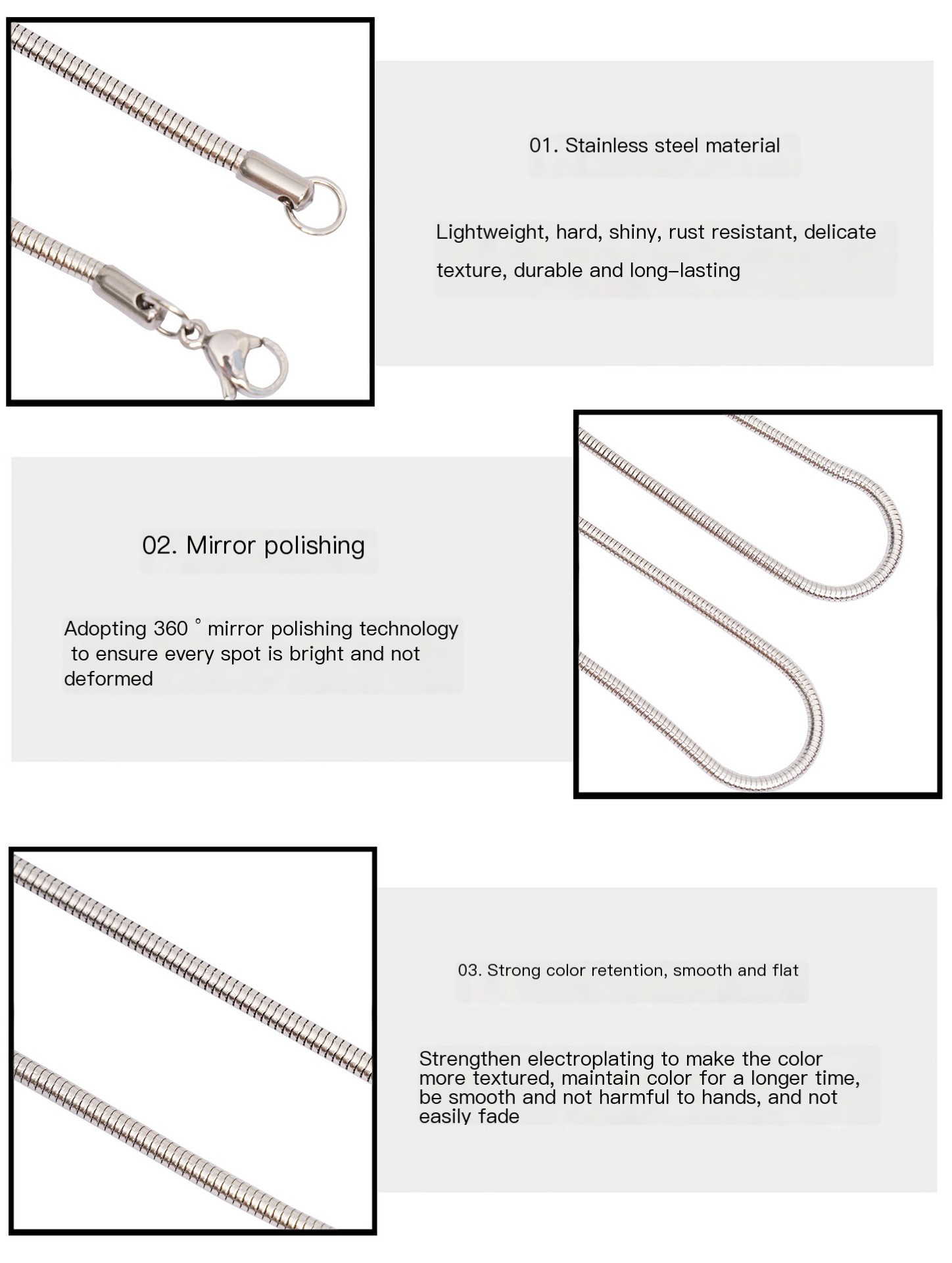 Stainless Steel Snake Chain Necklace