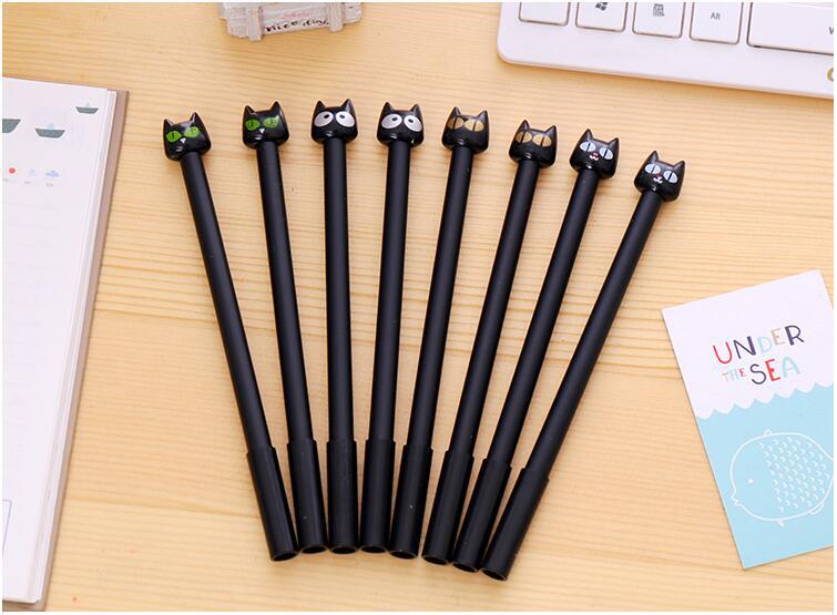 Cute Black Cat Gel Pen in Use