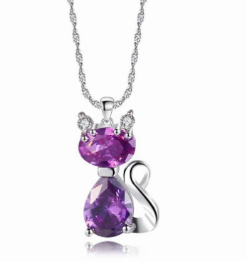Cat Pendant Necklace Green