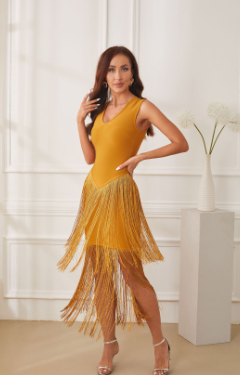 Gold Glitter Evening Dress Prom Fringe Jumpsuit