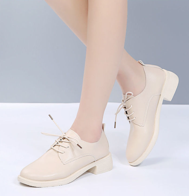 Creamy White Leather Shoes - Side View