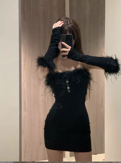 Gold Velvet Dress Image 3