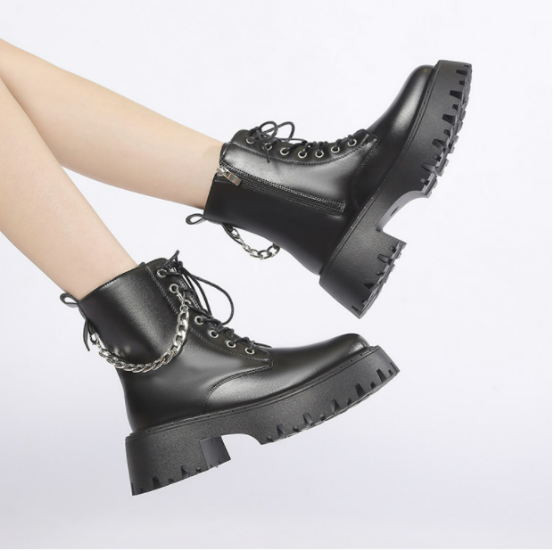 Fashionable white Martin boots
