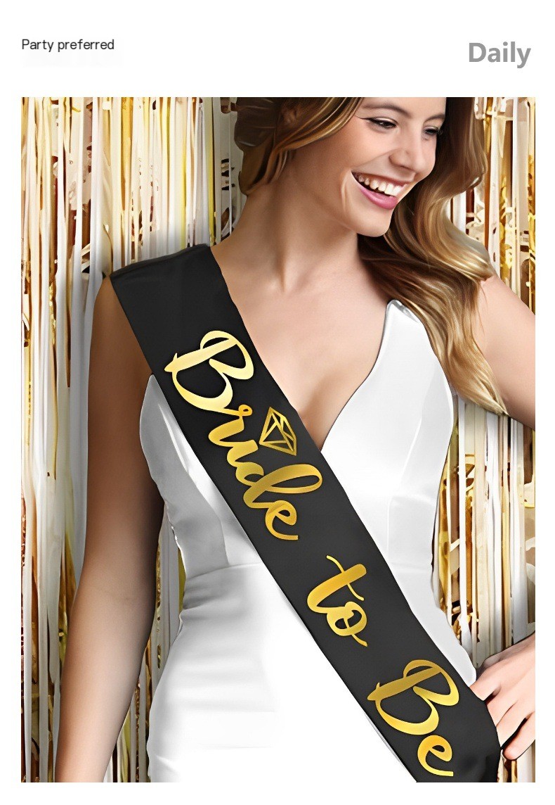 White + Gold Team Bride Sash