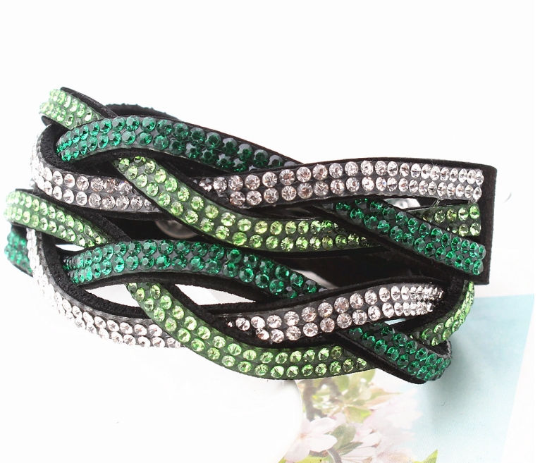 Diamond-studded leather bracelet image 2