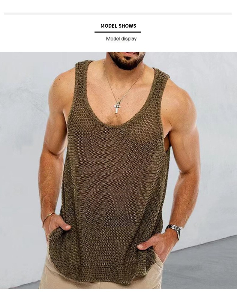 Men's Loose-Fit Sleeveless Knitted Tank Top - Image 3