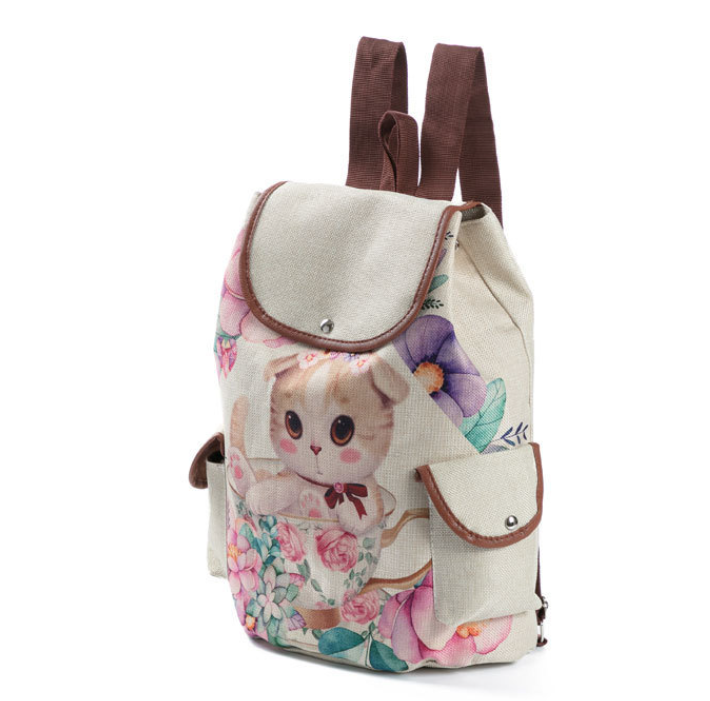 Cat Print Student Backpack