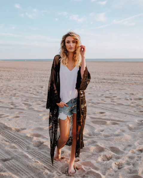 Black Lace Beach Vacation Kaftan