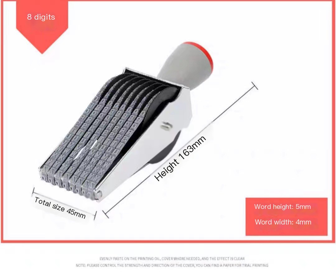 Multi-purpose wheel seal 8-12 adjustable digits 0-9 letters A-Z symbol date stamp with year month day