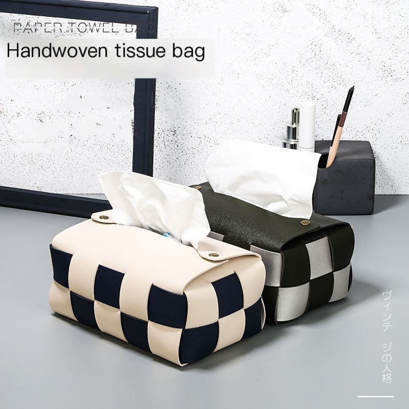 Caja de pañuelos con diseño de tablero de ajedrez - Imagen 1