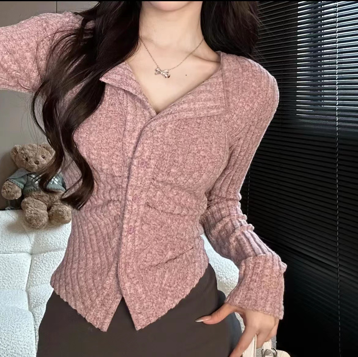 Korean Knit Women's Cardigan - Image 5
