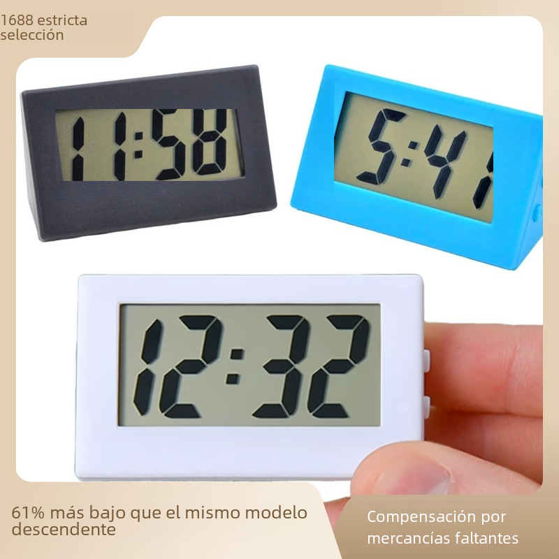 Spot mini electronic clock triangular vertical mute office learning desktop watch time and date decoration mini clock image