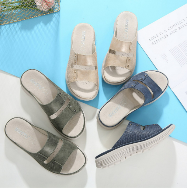 Apricot Platform Wedge Sandals