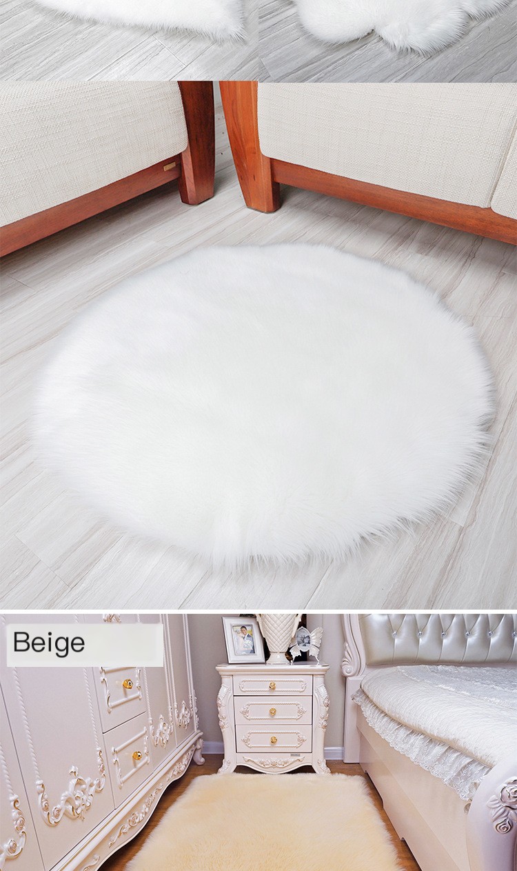 Princess Series Round Faux Sheepskin Rug 1