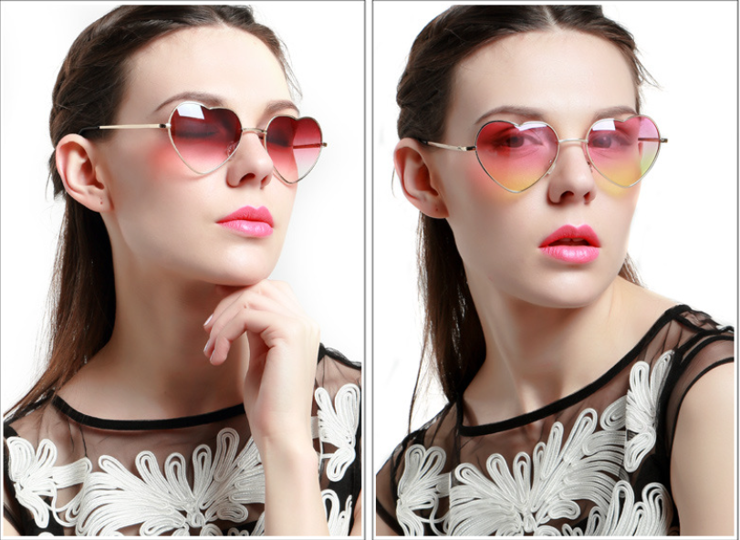 Cute Peach Heart Shaped Sunglasses