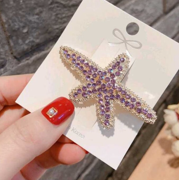 Champagne Diamond-Studded Starfish Hair Clip