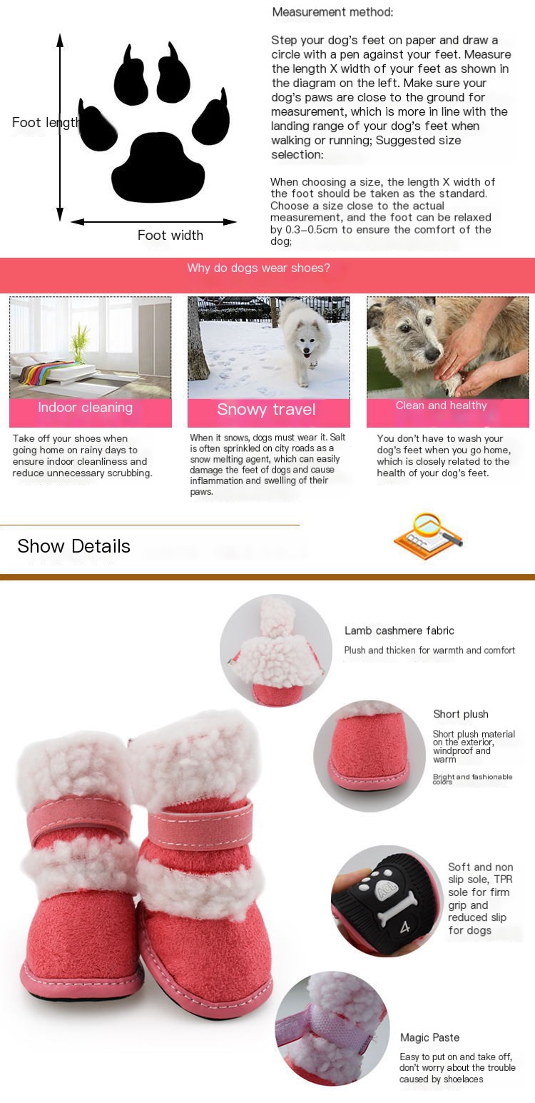 Thick Lamb Wool Pet Shoes 3