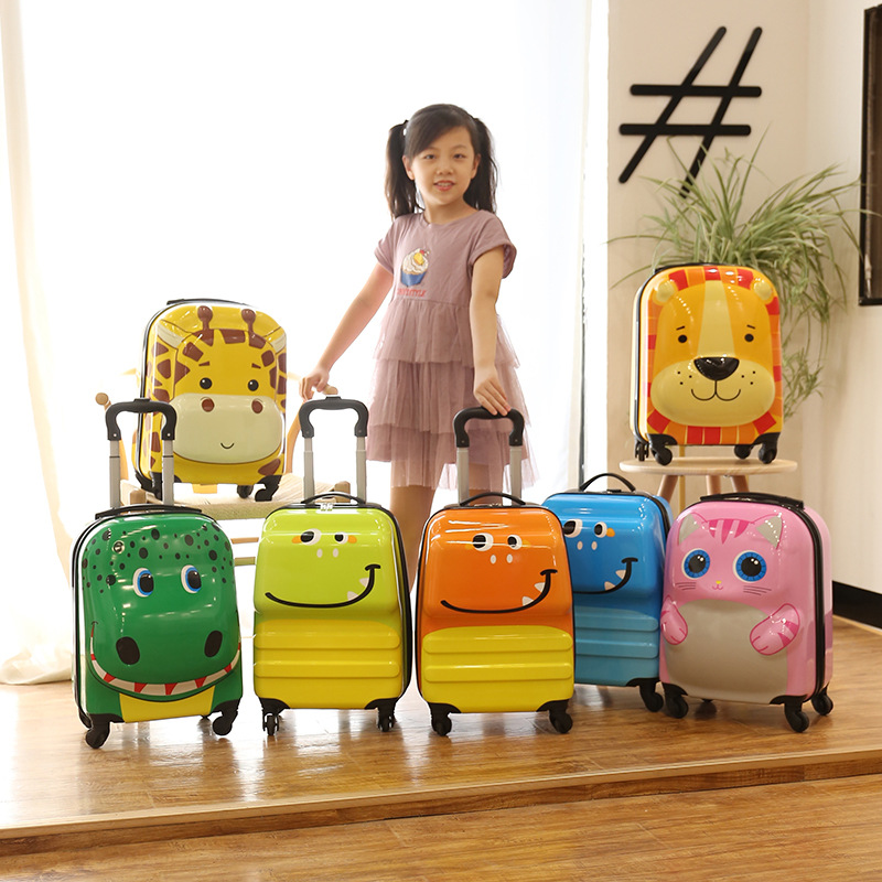 Cartoon children's luggage case 18 inch universal wheel suitcase cute animal 3D student luggage can be printed image