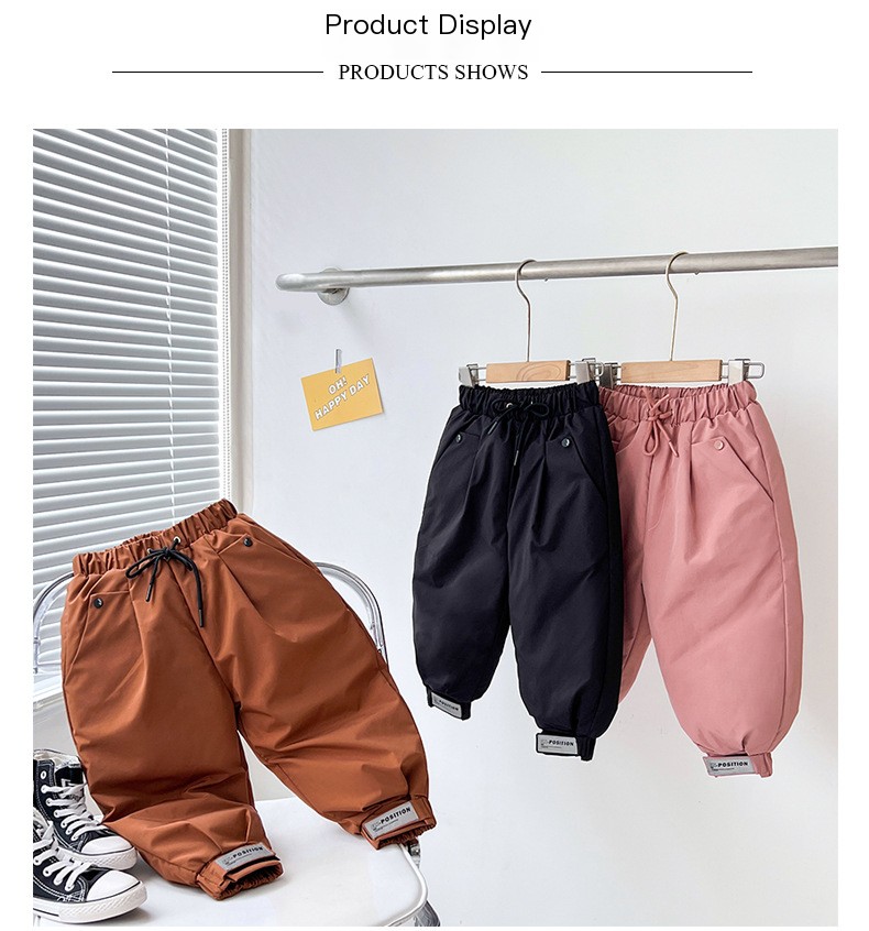 2022 Winter New Children's Down Pants for Boys and Girls Thickened Warm Baby Small and Medium-sized Children's Outer Wear Cotton Pants