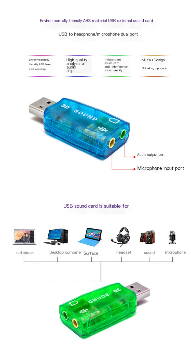 USB Sound Card Blue