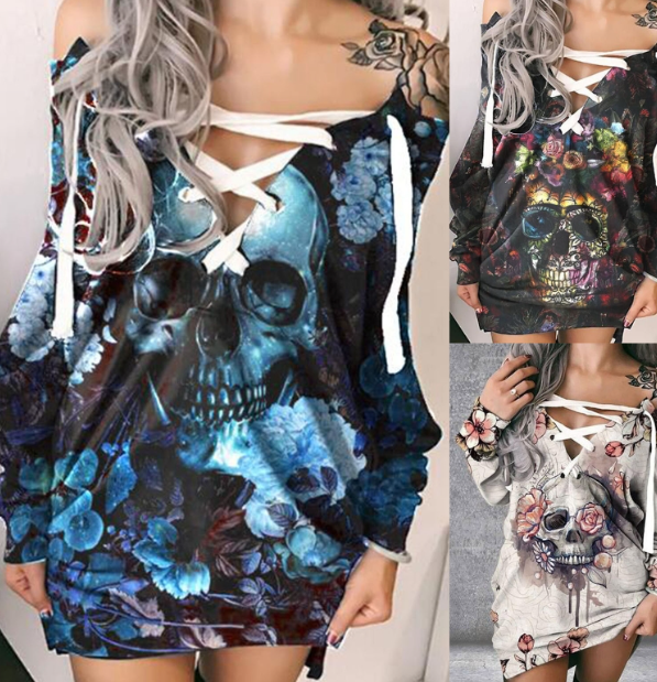 Gothic Skull Sweatshirt in Action