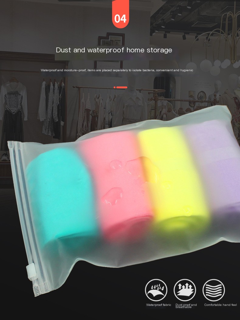 Thickened transparent frosted zipper bag wholesale custom pe ziplock bag plastic underwear socks storage clothing packaging bag
