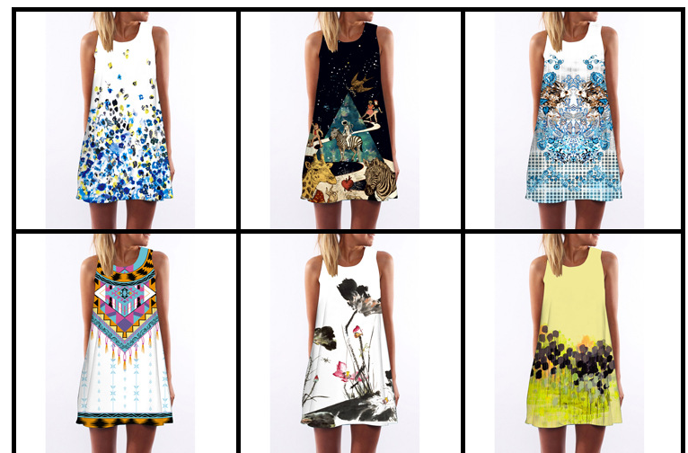 Digital Print Off-Shoulder Dress 2