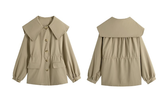 Women's Waist Small Windbreaker Mid-length Coat Image 8