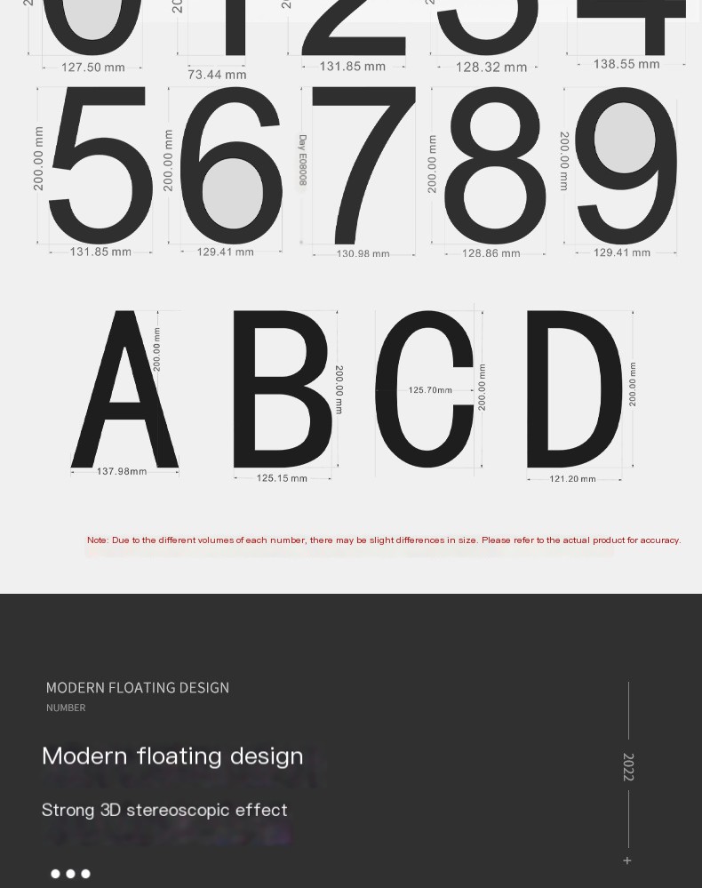 Cross-border foreign trade 8 inch acrylic semi-perforated large floating number modern residential street floor number