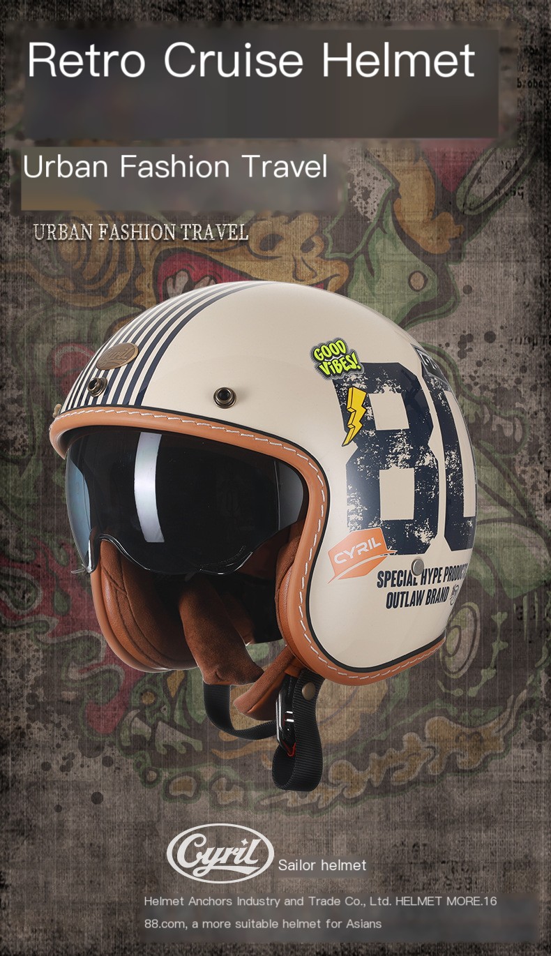 Cyril Vintage Motorcycle Helmet Back View
