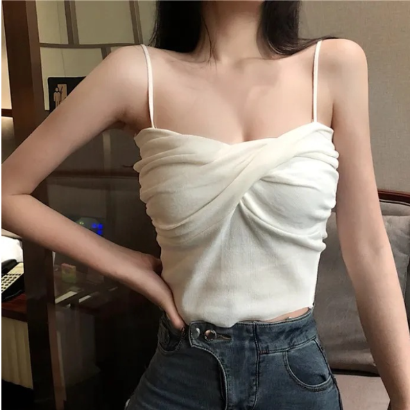 Knotted Port Flavor V-Neck Camisole in Pink