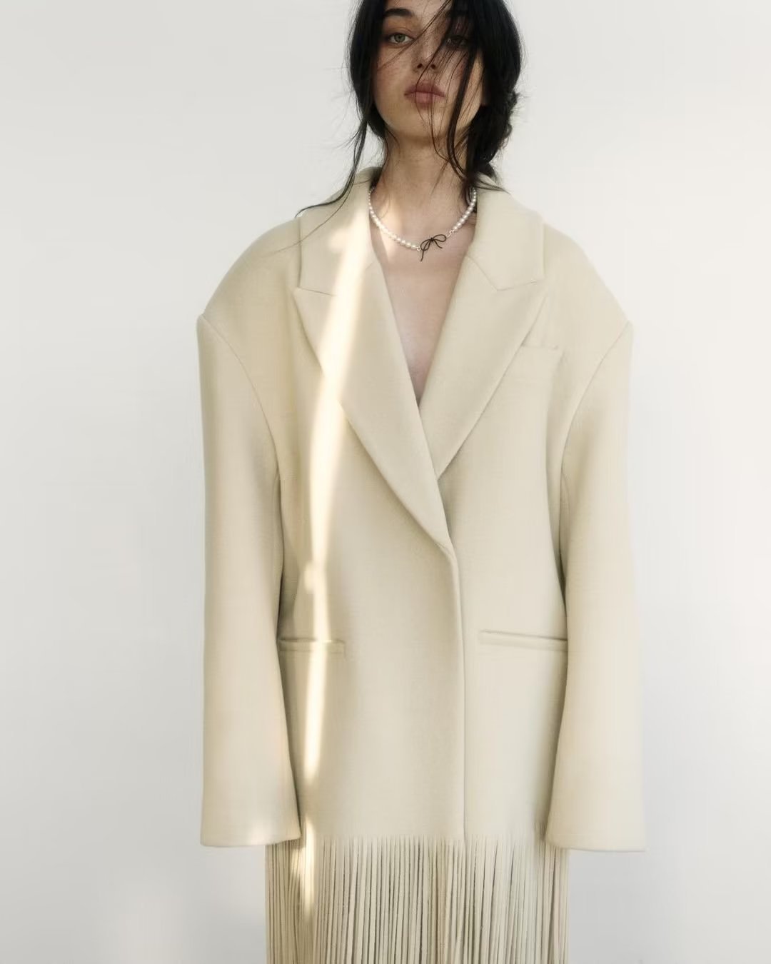 Women's Street Fashion Tassel Long Suit Woolen Coat 2