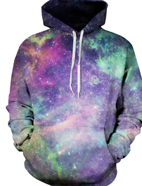 3D Starry Print Hooded Baseball Jacket Image 3