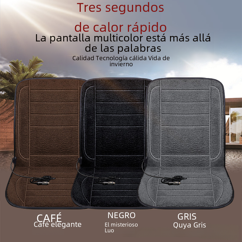 Winter wool car heating cushion 12v24V main driving rear row quick heating seat cushion car cigarette lighter plug image