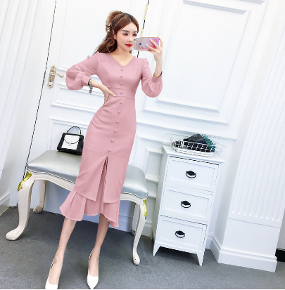 Stylish Dress with Ruffles