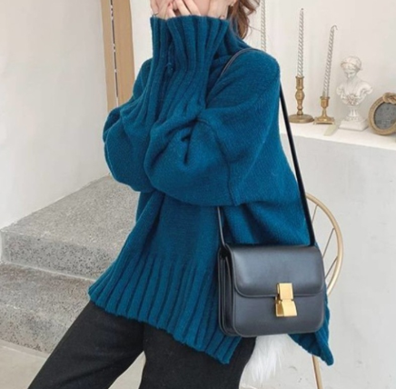 Pink high-neck cashmere sweater