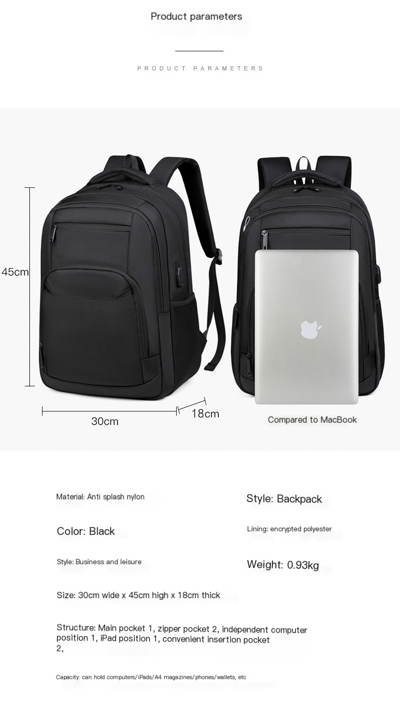 Casual Business Men's Bag - Oxford Outdoor Travel Backpack