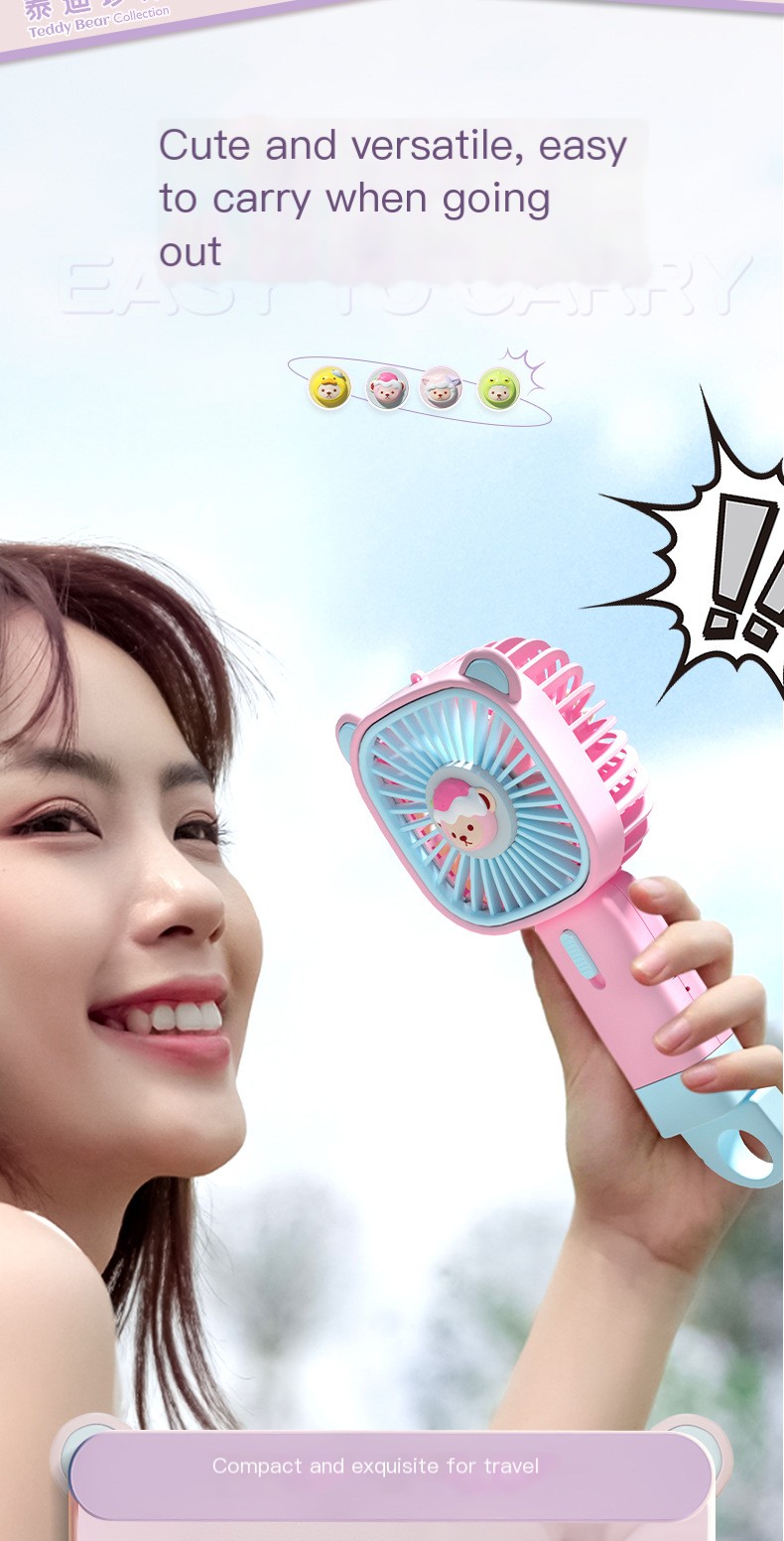 Rechargeable Handheld Teddy Bear Fan - Lifestyle