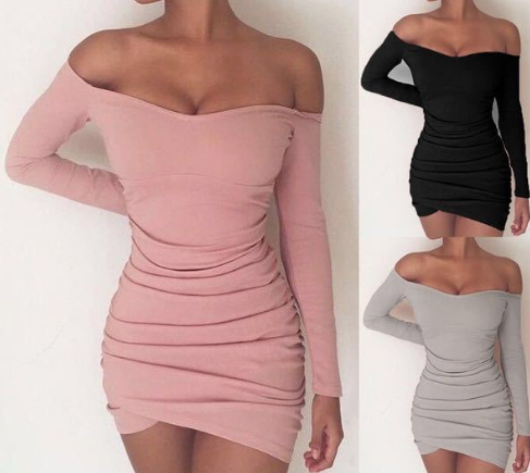 Long Sleeve Off-Shoulder Dress 2