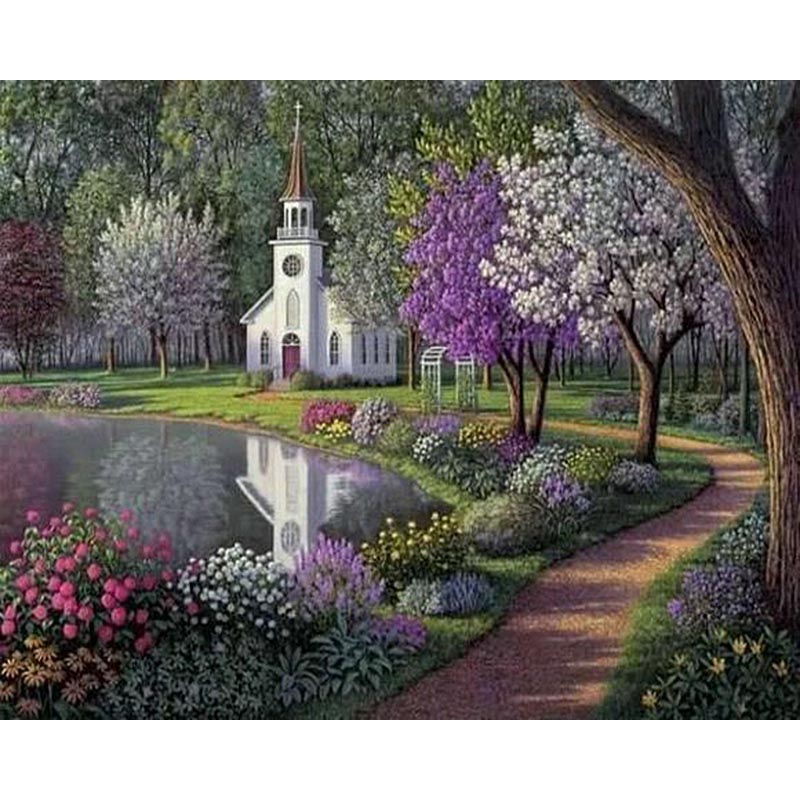 Purple Park Oil Painting