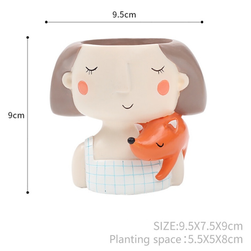 Cartoon Girl Succulent Planter 2