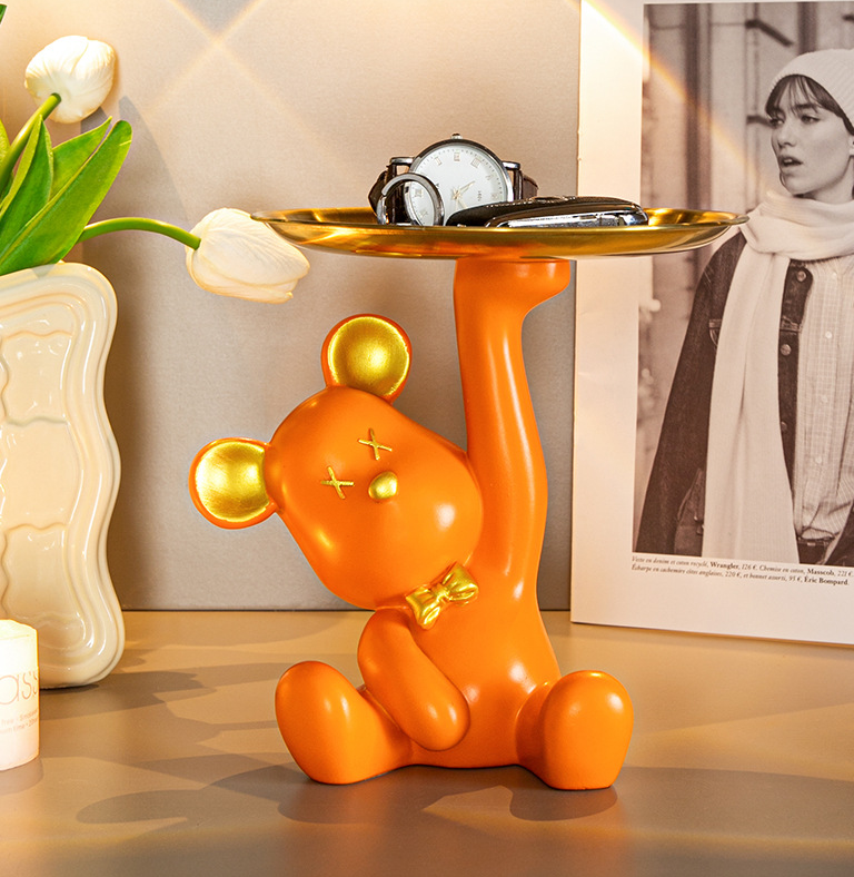 Cartoon Bear Key Storage Tray in Green