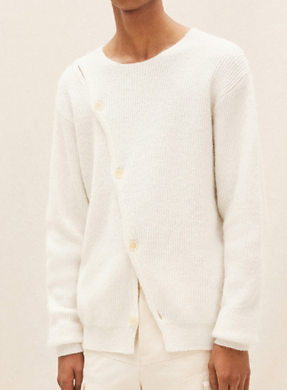 Oblique Placket Sweater Black
