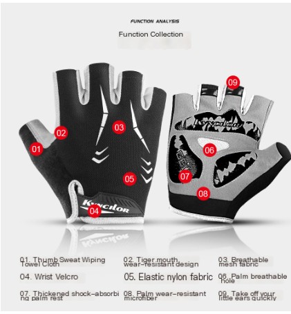 Half Finger Cycling Gloves Black and Red
