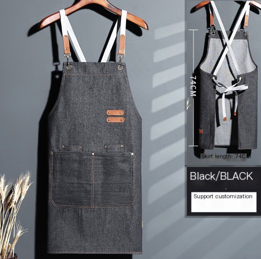 Cowhide Strap Denim Apron - Style 3