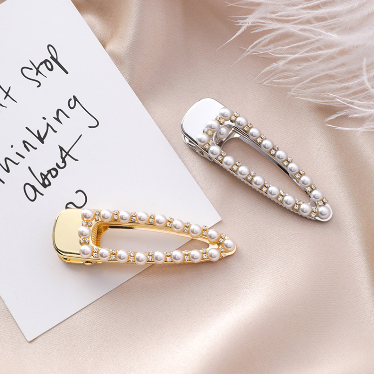 Pearl and Rhinestone Triangle Hair Clip