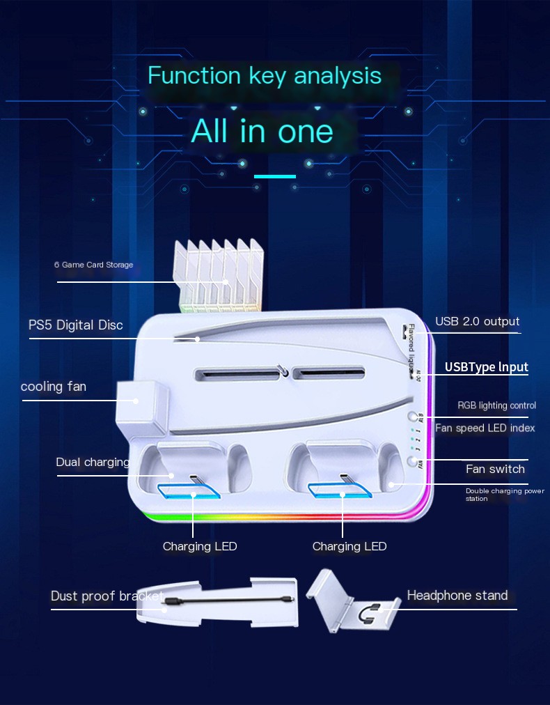 PS5 Charging Dock RGB Lighting 6