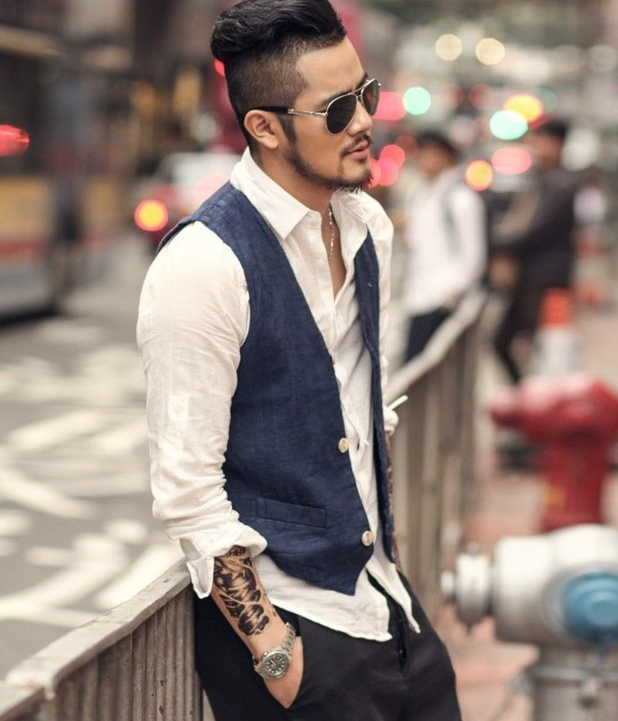 Men's Linen Vest - Back View