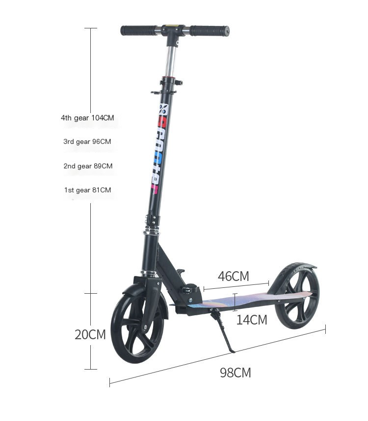 Adult scooter children teenagers big wheel two wheel 2 Wheel foldable city campus scooter with handbrake